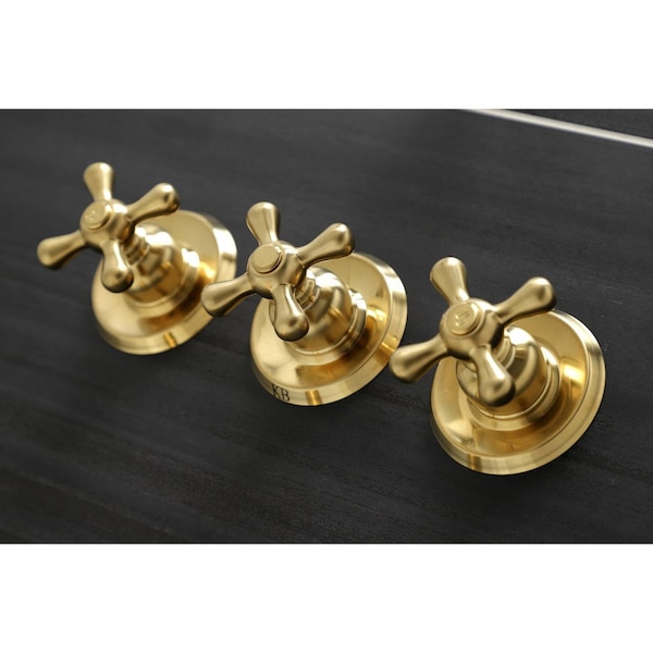 KB237AX Three-Handle Tub And Shower Faucet, Brushed Brass